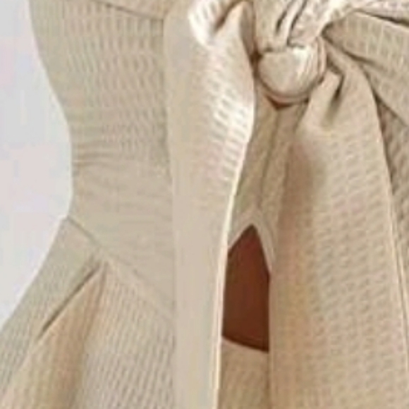 Breezaya Tassel Trim Waffle Knit Cut Out Knot Front Tube Romper - Picture 4 of 5